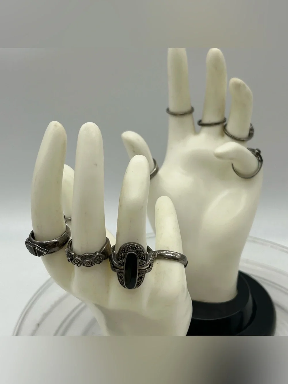 Lot 10 Rings Marcasite Black Onyx
